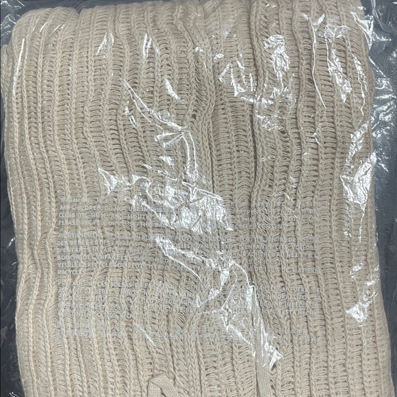 AERIE Crochet Swim Cover Up Cape Beige Long Cover Up Medium Waist Tie NWT - Picture 5 of 5